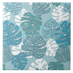 blue leaves ceramic tile