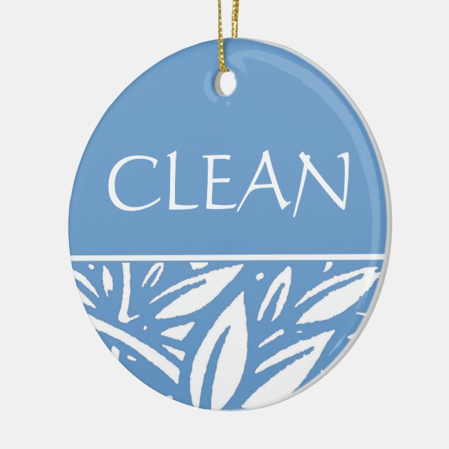 Blue Leaves Clean Dirty Dishwasher Hanger Ceramic Tree Decoration (Left)