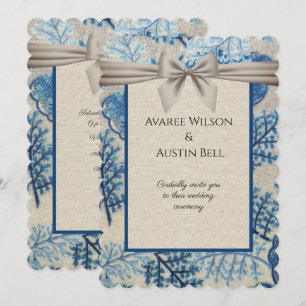 Blue Leaves Hessian Paper Wedding