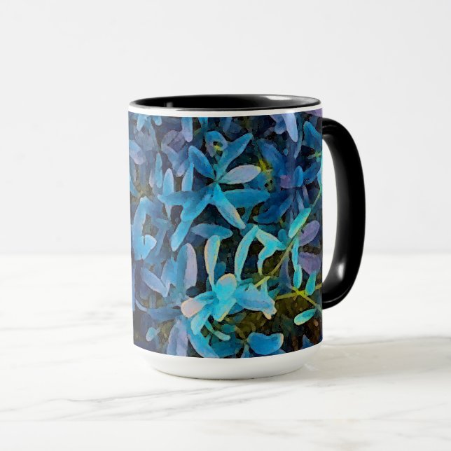 Blue Leaves Impression Mug (Front Right)