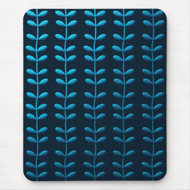 blue leaves mouse mat (Front)
