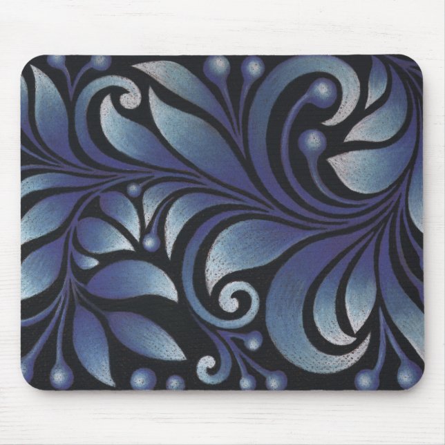 blue leaves mouse mat (Front)