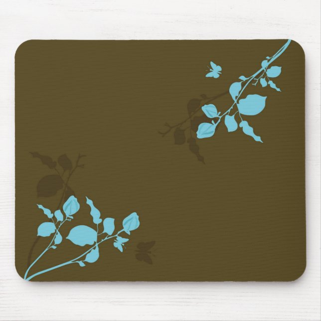 Blue leaves Mousepad (Front)
