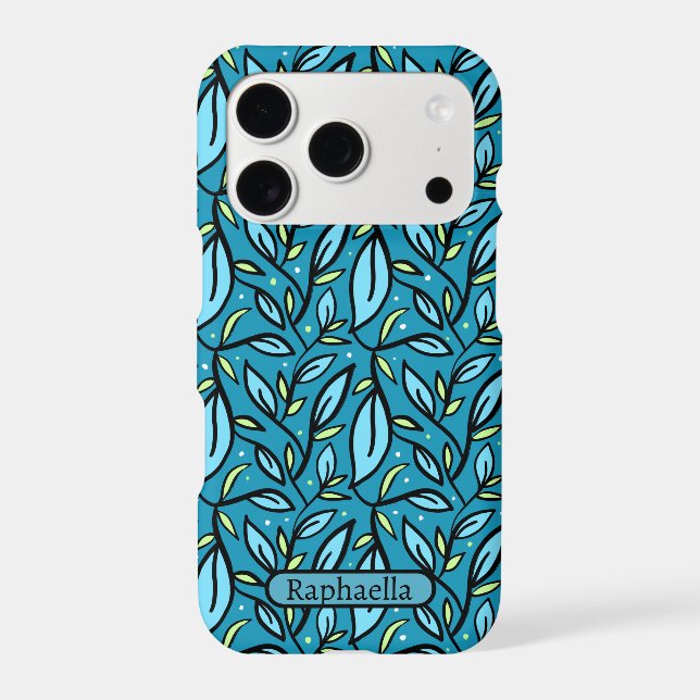 Blue Leaves Pattern Name Bilingual Text (Back)