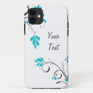 Blue Leaves - Personalise iPhone 11 Case