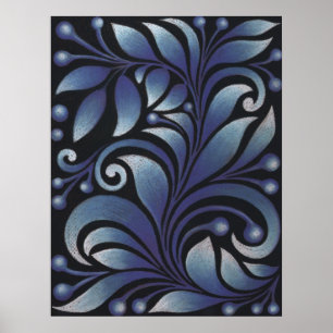 blue leaves poster