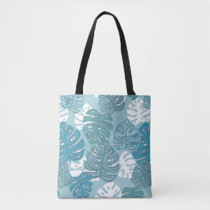 blue leaves tote bag