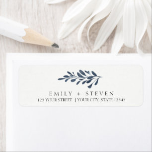 blue leaves wedding label