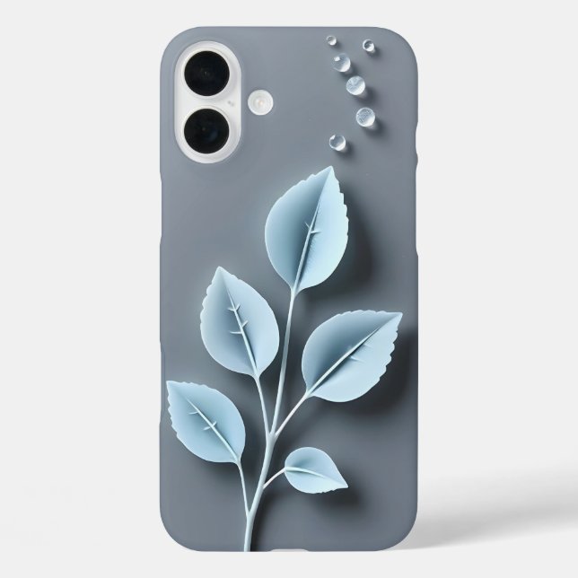 Blue Leaves with Dew iPhone Case (Back)