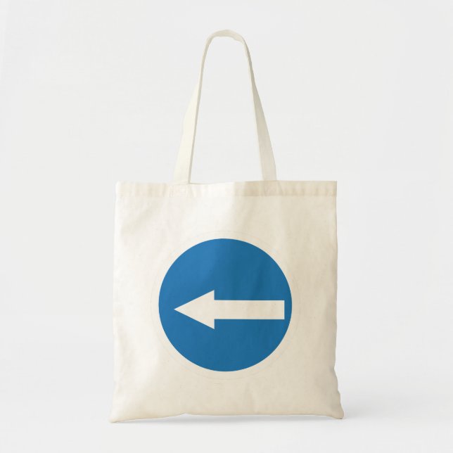 Blue Left Arrow | Road Sign | Budget Tote Bag (Front)