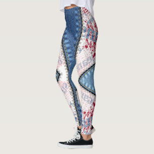 Blue Leggings Jeans with Cuts