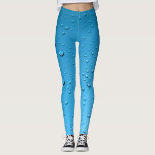 Blue Leggings Water Droplets Yoga Pants