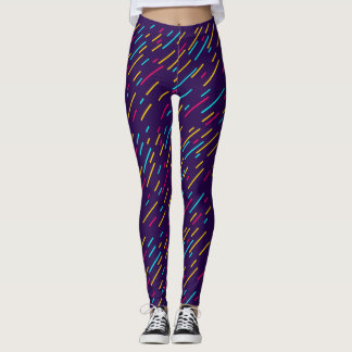 blue leggings with colourful lines,tights&leggings