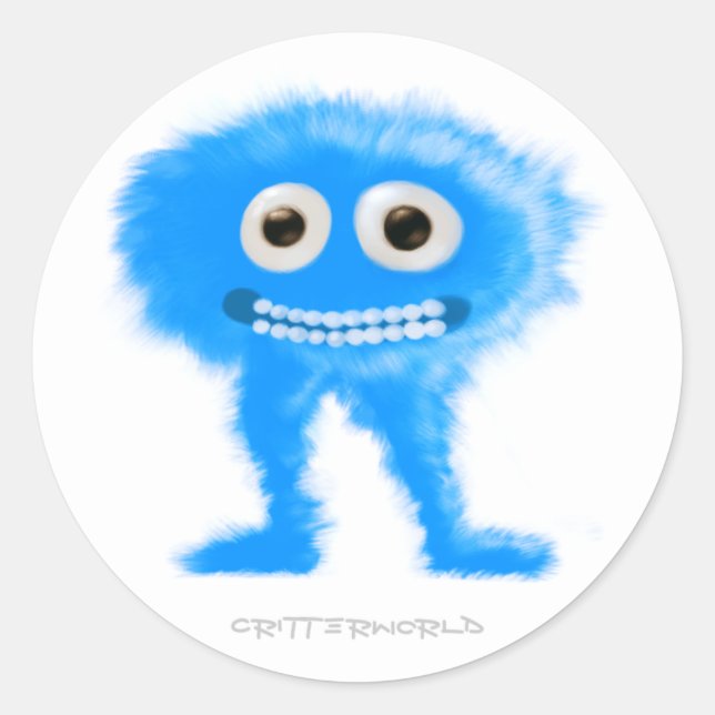 Blue Leggy Critter Classic Round Sticker (Front)
