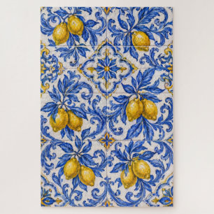 Blue Lemon Azulejo Tile Jigsaw Puzzle