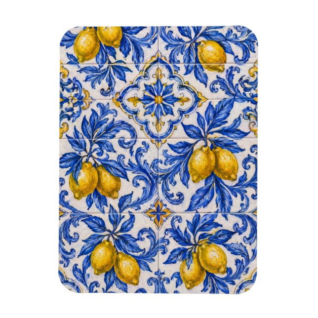 Blue Lemon Azulejo Tile Magnet (Vertical)