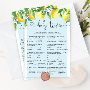 Blue lemon Baby trivia baby shower game
