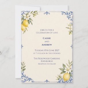 Blue Lemon Botanical Wedding Invitation