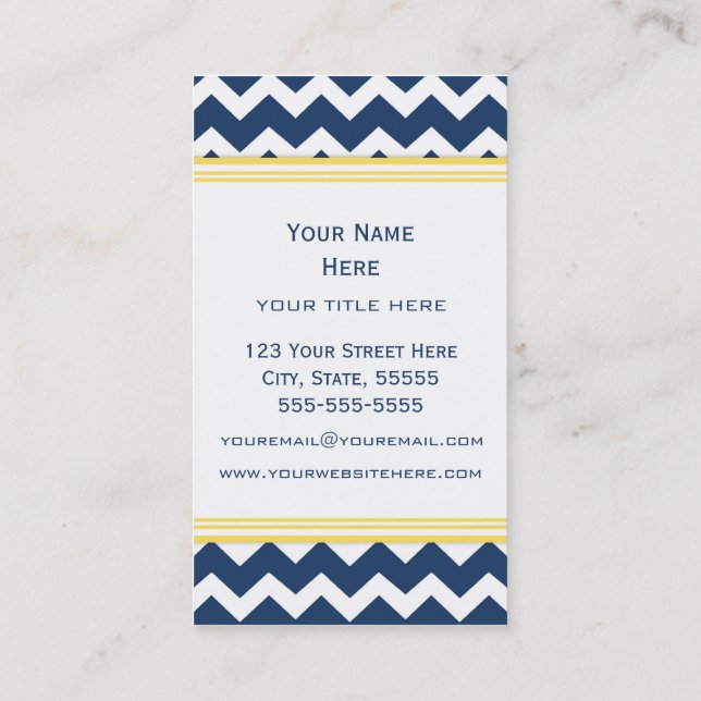 Blue Lemon Chevron Retro Business Cards (Back)