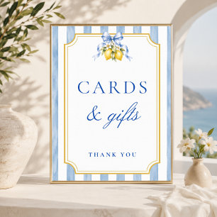 Blue Lemon Citrus Baby Shower Cards & Gifts Sign