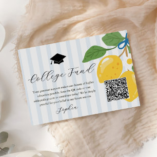 Blue Lemon Citrus Graduation College Fund Enclosure Card