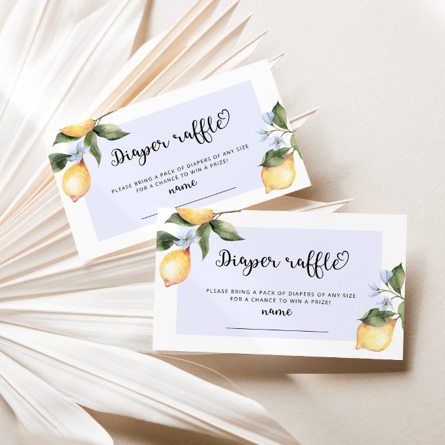 Blue lemon diaper raffle ticket enclosure card (Creator Uploaded)