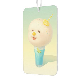 Blue Lemon Float: Smiling Bichon Cotton Candy Car Air Freshener