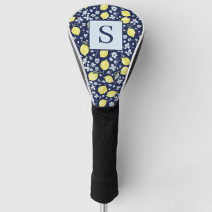 Blue Lemon Floral Monogram Golf Head Cover