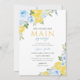 Blue Lemon Mediterranean Bridal Shower Invitation