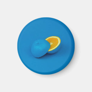 blue lemon sliced into two halves magnet