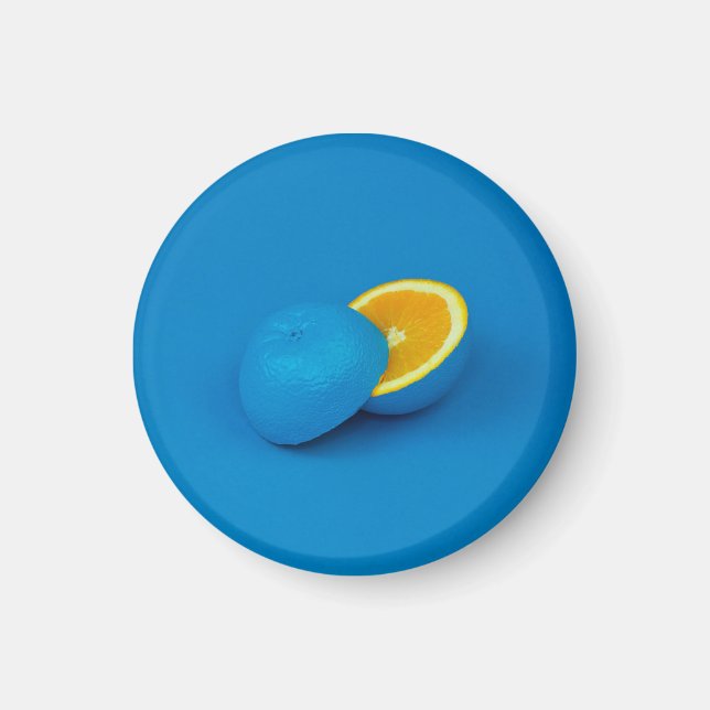 blue lemon sliced into two halves magnet (Front)