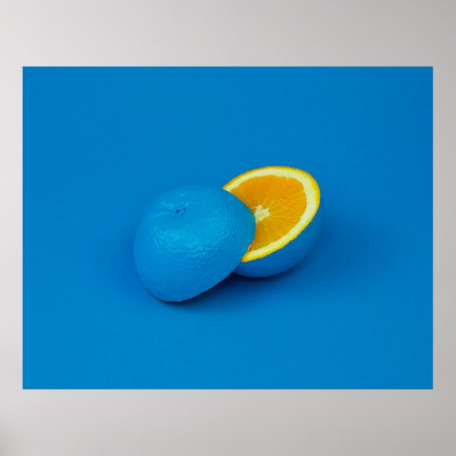 blue lemon sliced into two halves poster (Front)