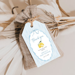 Blue Lemon Themed Baby Shower Gift Tags