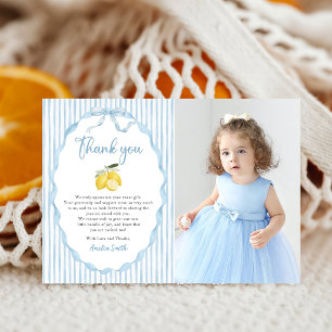 Blue Lemon Themes Baby Shower Photo Thank You Card
