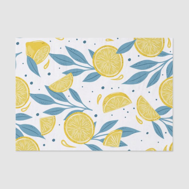 Blue Lemon tree Decoupage Tissue Paper (Front)