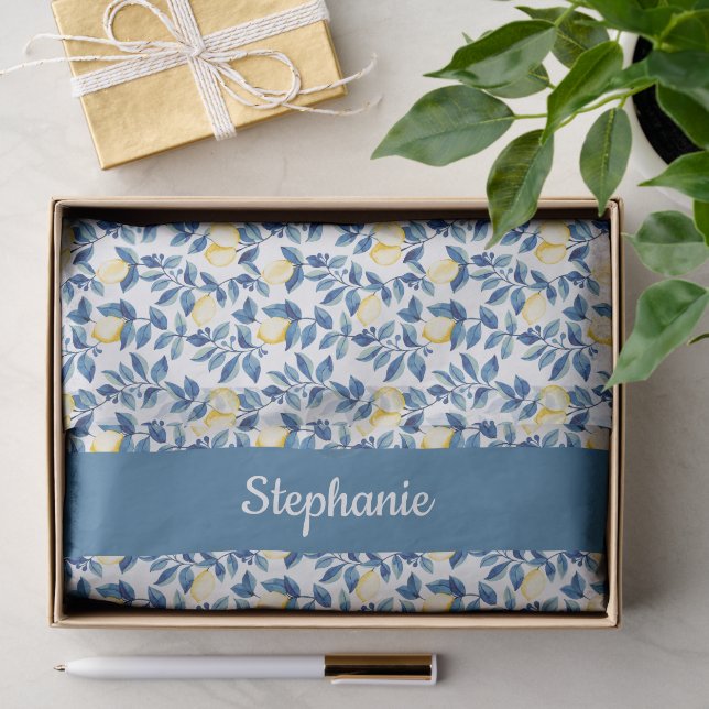 Blue Lemon Watercolor Tissue Paper (Gift)
