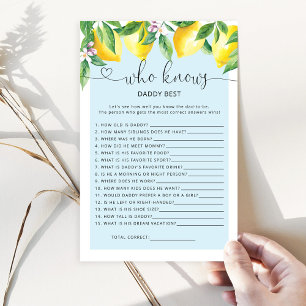 Blue Lemon Who knows daddy best baby shower game