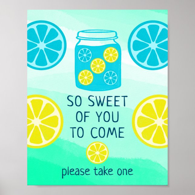 Blue Lemonade Birthday Favour Sign (Front)