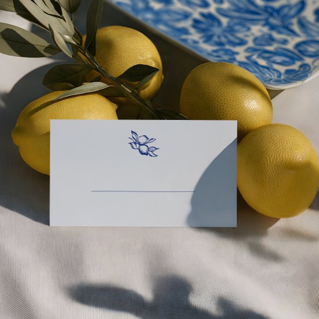Blue Lemons Hand Drawn Wedding Place Card (Creator Uploaded)