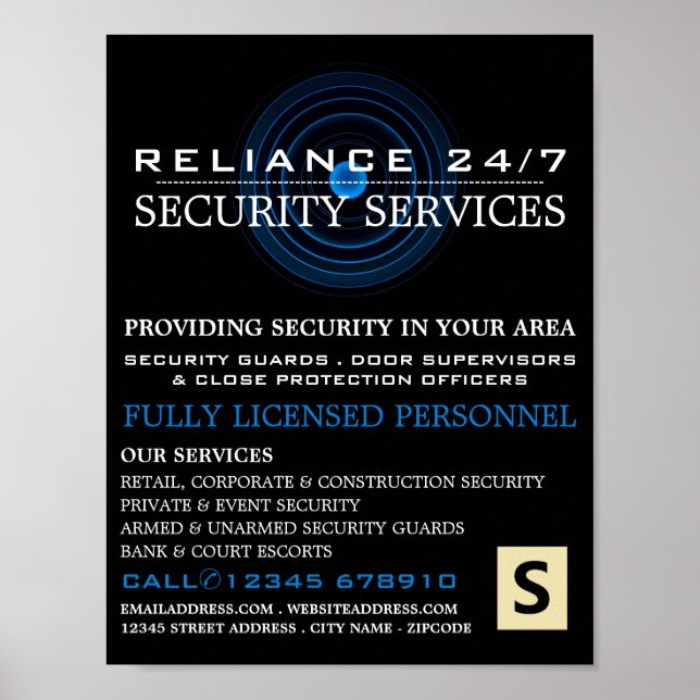 Blue Lens, Security Personnel Advertising Poster (Front)