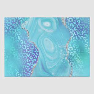 Blue Leopard Agate Glam Abstract Stone Tissue Paper