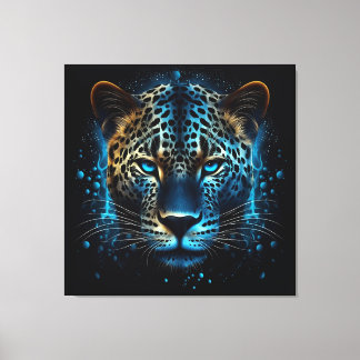Blue Leopard AI Art Canvas Print
