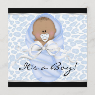 Blue Leopard Baby Shower Invitation