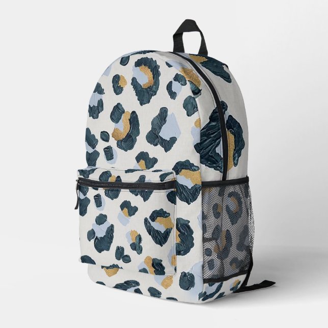 Blue Leopard Burst Printed Backpack (Back Corner Right)