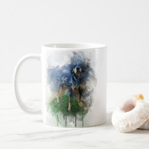 Blue Leopard Catahoula Dog in Watercolor Mug