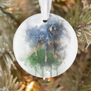 Blue Leopard Catahoula in Watercolor Ornament