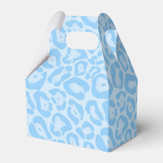 Blue Leopard Cheetah Print Safari Favour Box (Front Side)