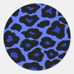 Blue Leopard Classic Round Sticker