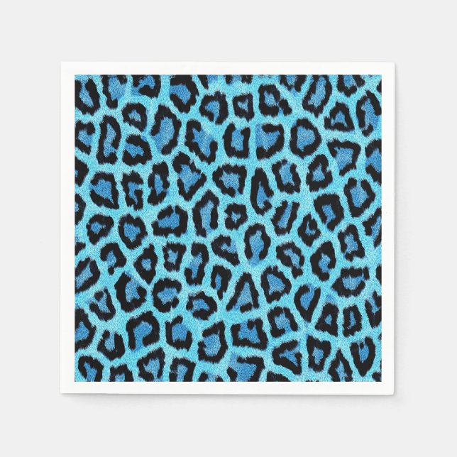 Blue Leopard Fur Spots Pattern Napkin (Front)