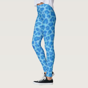Blue Leopard Pattern Print Leggings
